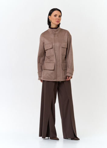 Женская куртка парка из эко замши 