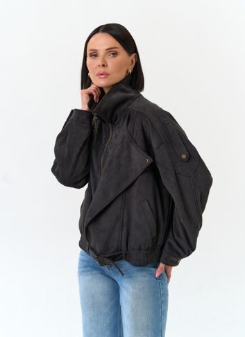 Женская куртка бомбер из эко замши