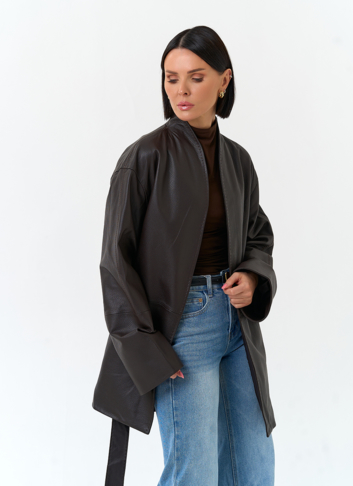 Женский жакет кимоно из натуральной кожи