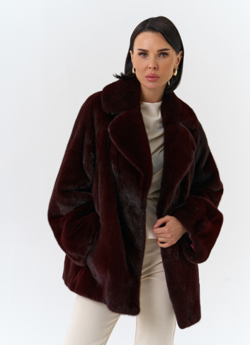 Женская шуба из скандинавской норки с английским воротником
