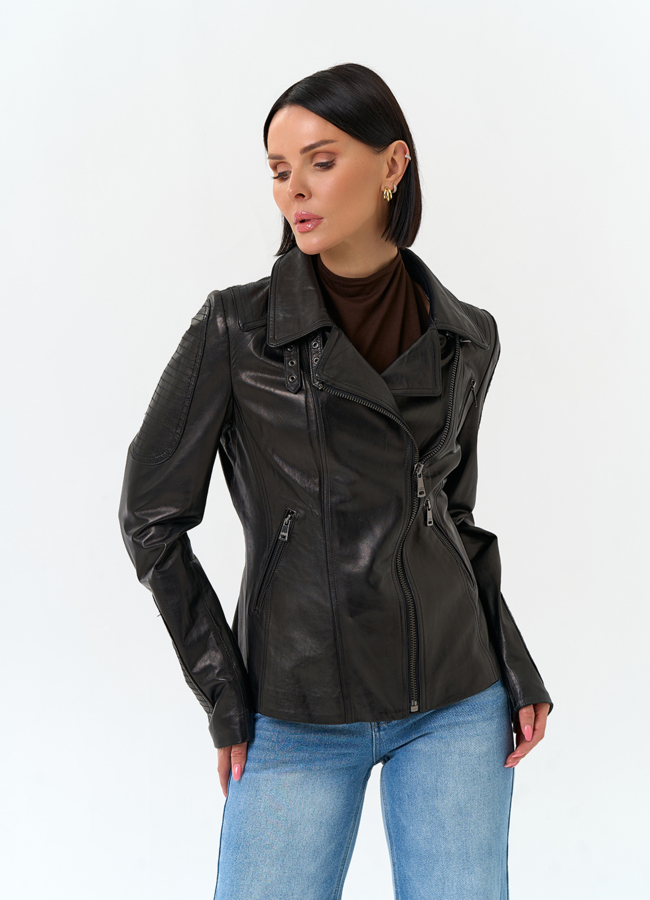 Женская кожаная куртка модель № 30076 универмаг малина