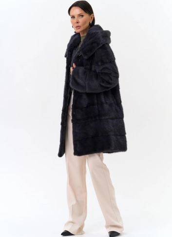 Норковая шуба трансформер с капюшоном фото