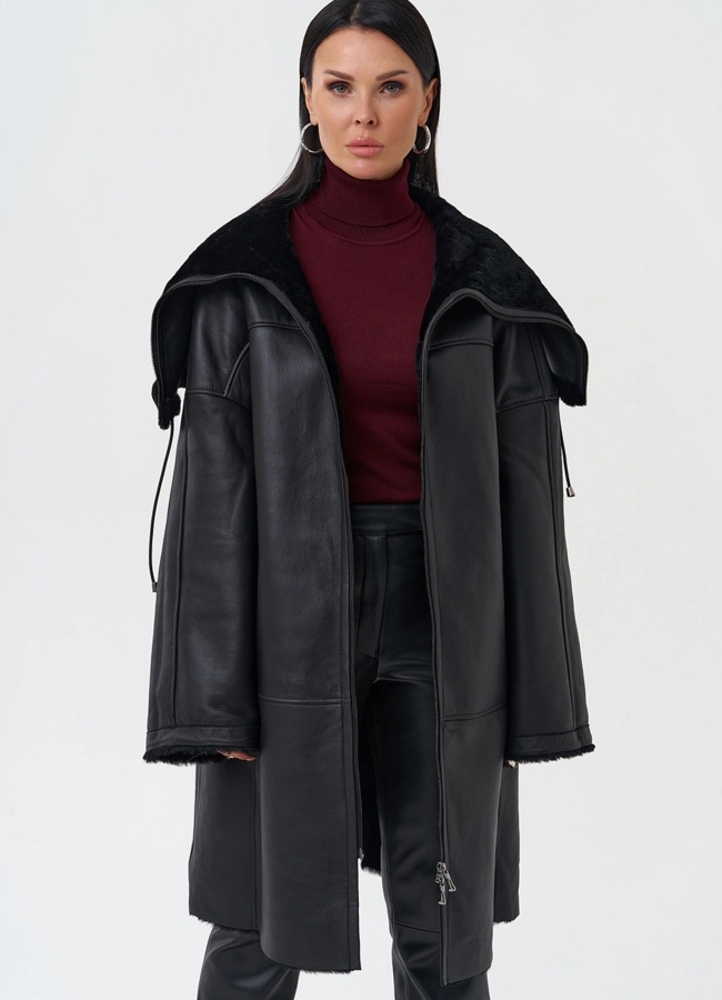 Натуральная дубленка модель № 28693 универмаг малина