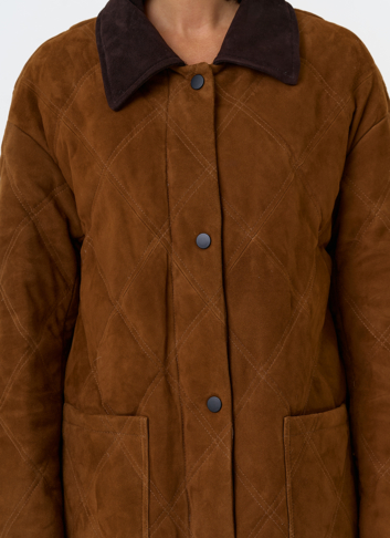 Женский пуховик из натуральной замши 