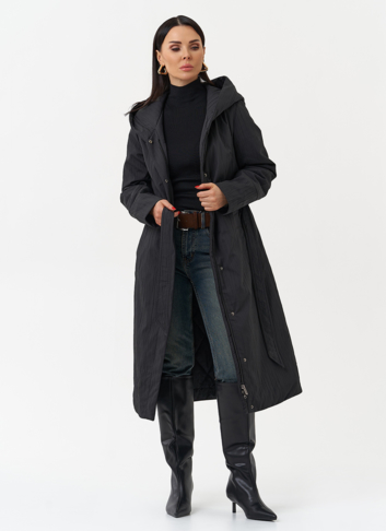 Пальто женское утепленное с эффектом жатой ткани