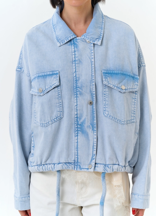 Женская объемная джинсовая куртка  модель № 33128 универмаг малина