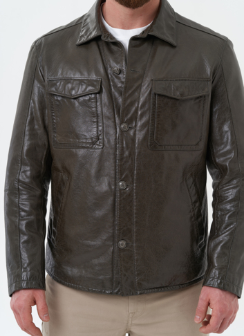 Мужская куртка "рубашка" из натуральной кожи
