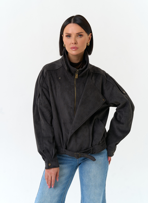 Женская куртка бомбер из эко замши