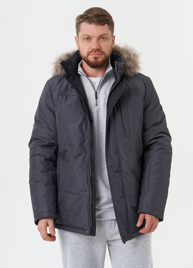 Мужская куртка с капюшоном из меха енота модель № 28276 универмаг малина