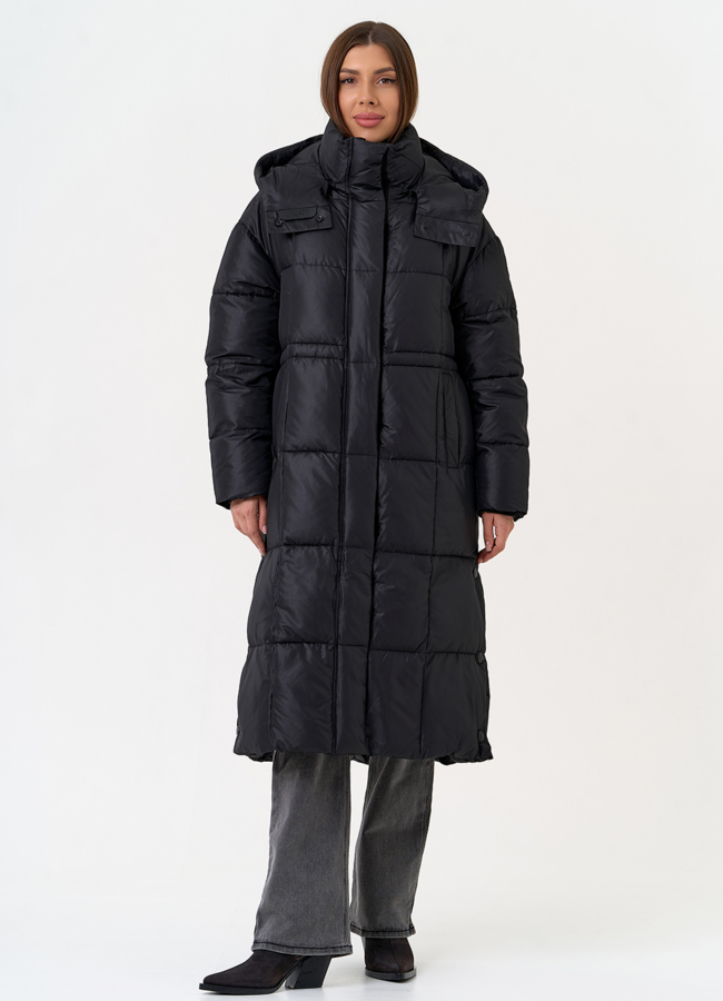 фото Женский пуховик черного цвета модель № 31599
