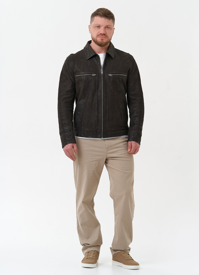 Мужская куртка из натуральной кожи  модель № 30061 универмаг малина