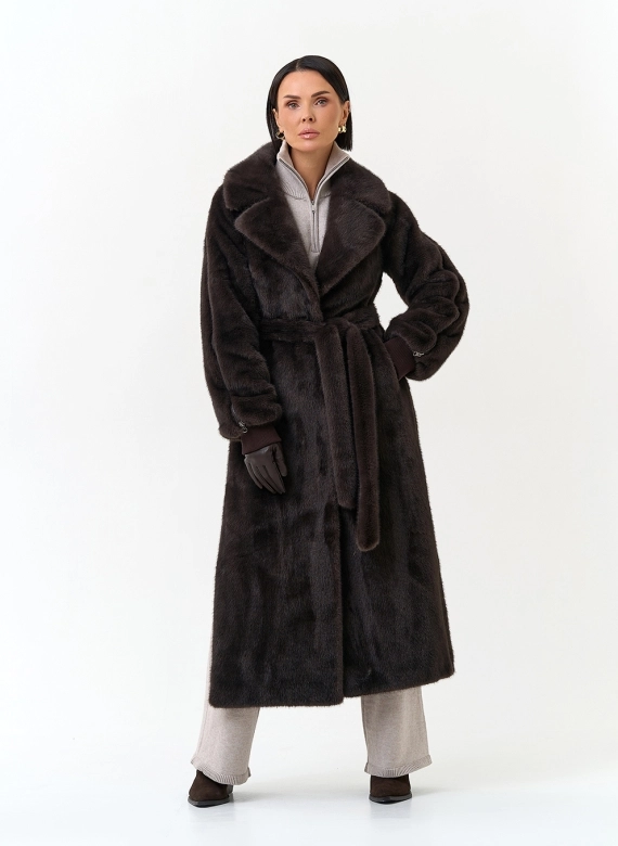 Женская шуба из эко меха со съемным капюшоном фото