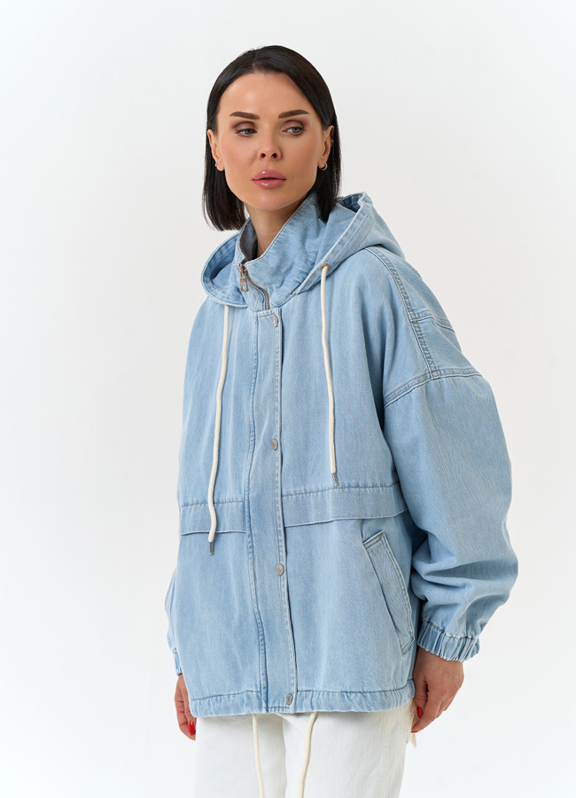 Женская джинсовая куртка с капюшоном модель № 33132 универмаг малина