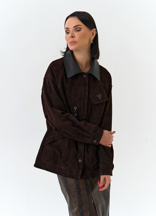 фото Женская куртка из натуральной замши модель № 32526