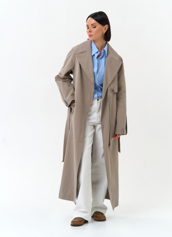 Женский длинный плащ с поясом