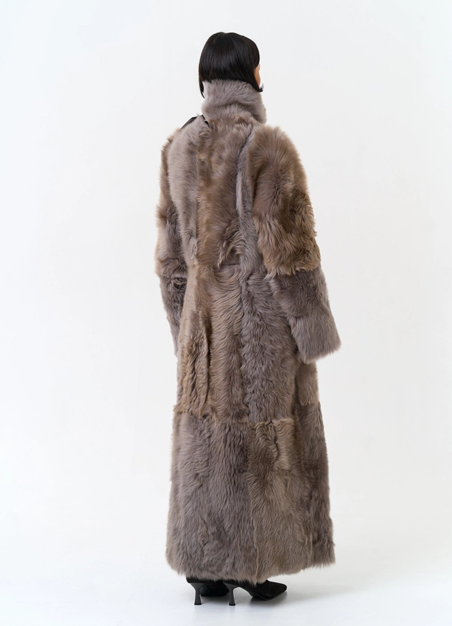 Женская двухсторонняя дубленка с поясом модель № 34126 универмаг малина фото