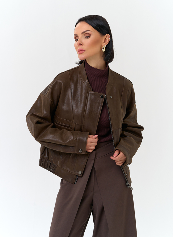 Женская куртка бомбер из натуральной кожи