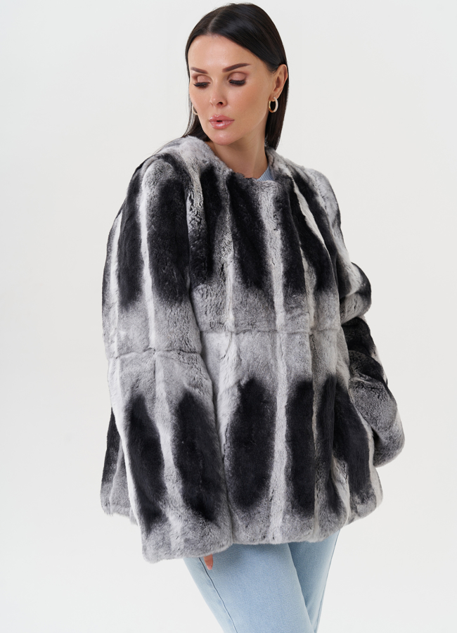 Женская шуба из меха кролика модель № 27631 меха малина