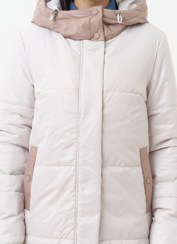 Женское утепленное полупальто с капюшоном