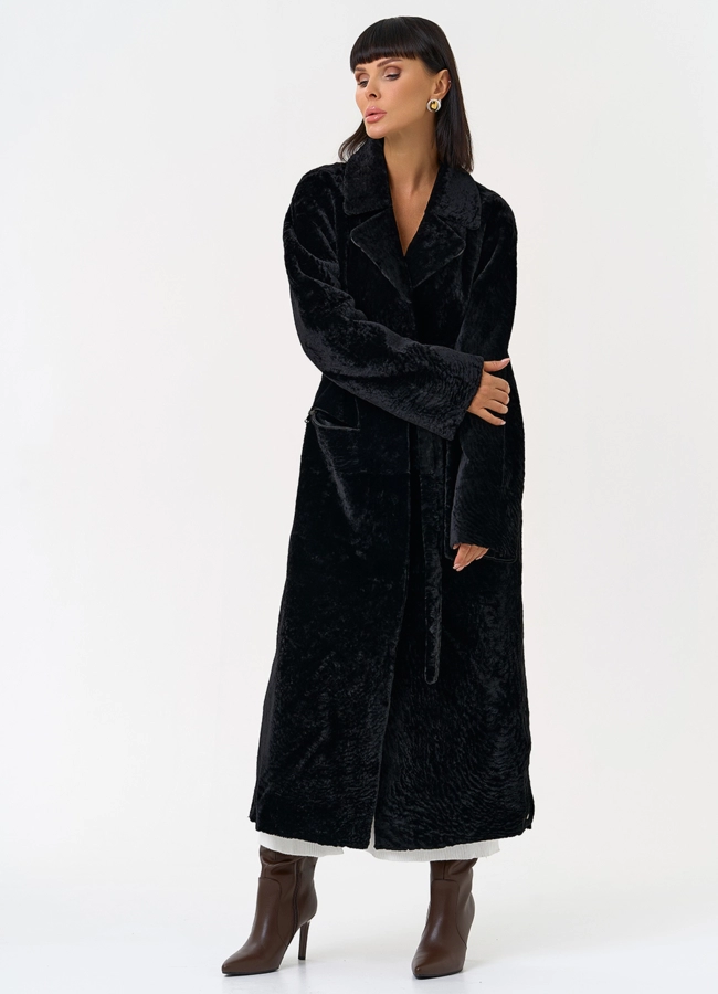 Женская двухсторонняя дубленка с английским воротником модель № 31625 универмаг малина