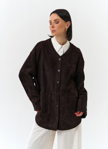 Удлиненная куртка из натуральной замши