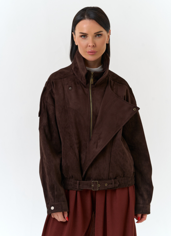 Женская куртка бомбер из эко замши