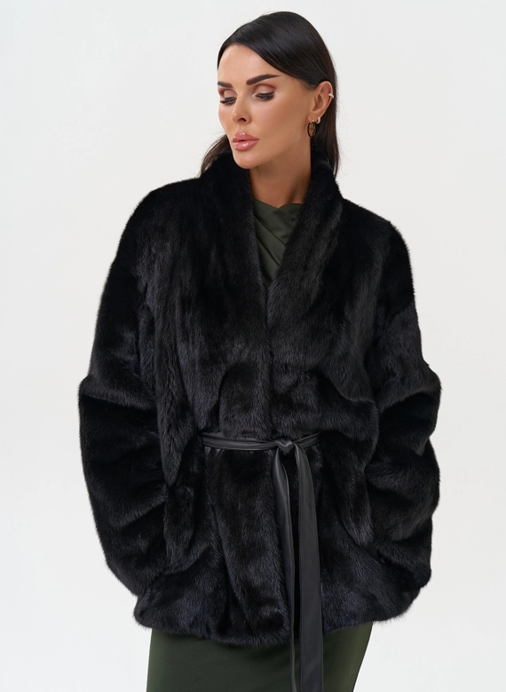 Норковый жакет черного цвета