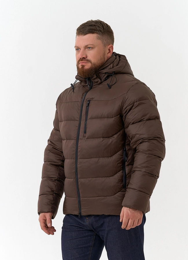 Мужской пуховик с капюшоном  модель № 34058 в рассрочку фото