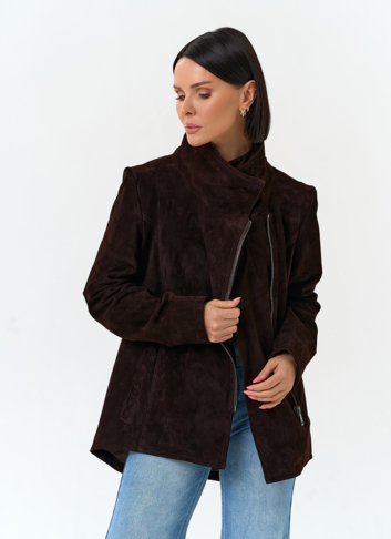 Женская куртка из натуральной замши с поясом
