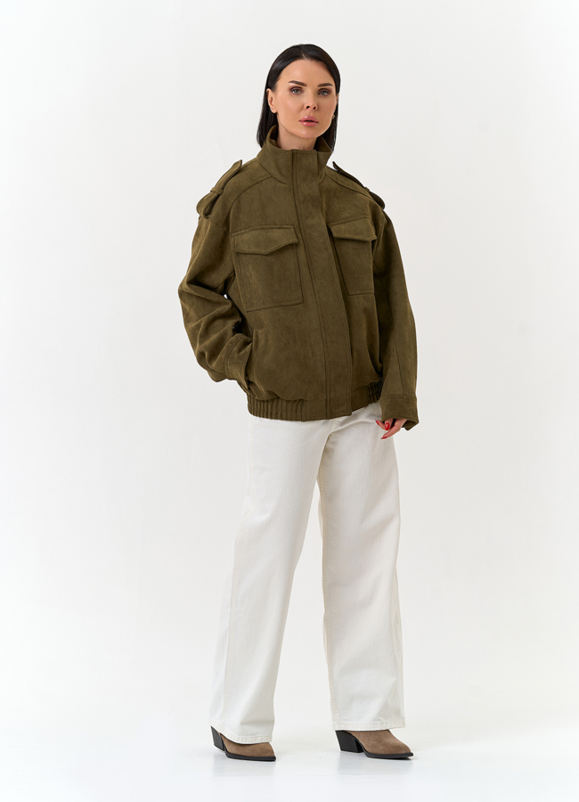 Женская куртка бомбер из эко замши модель № 33035 в кредит