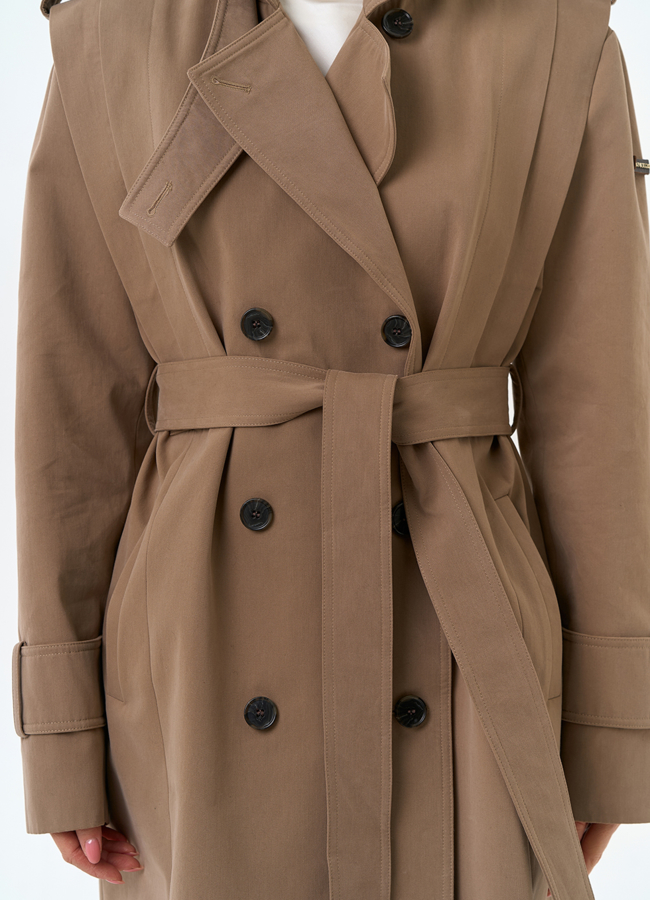 Женский длинный плащ с поясом модель № 32561 универмаг малина