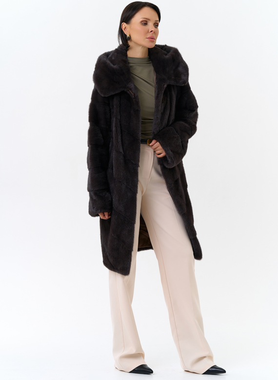 Норковая шуба с капюшоном