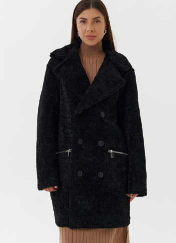 Женская двухсторонняя дубленка из эко кожи