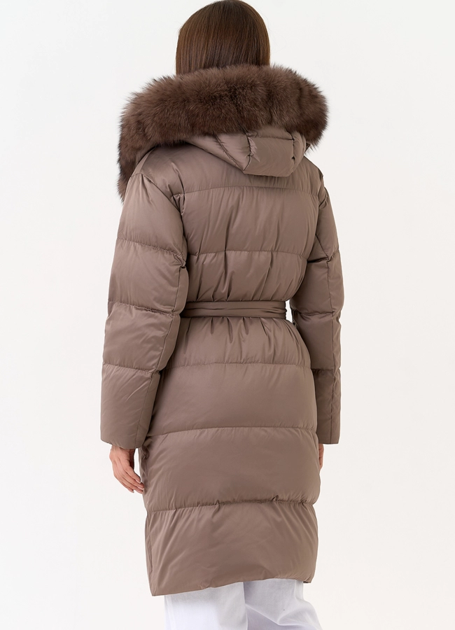Женский пуховик с капюшоном из меха песца модель № 31449 в рассрочку