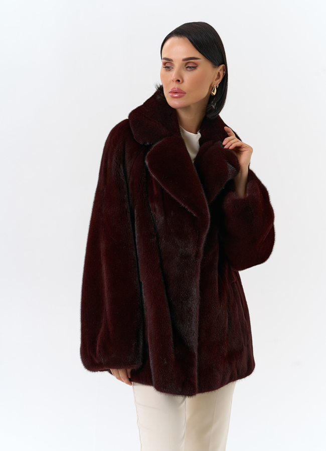 Женская шуба из скандинавской норки с английским воротником модель № 32047 универмаг малина