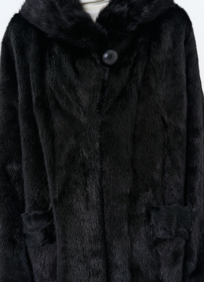 Шуба из меха норки с капюшоном модель № 29104 универмаг малина